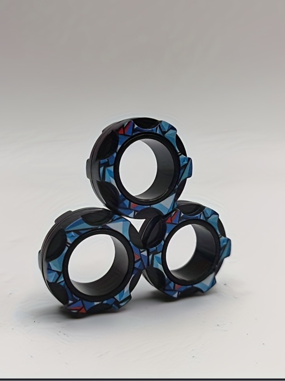 Set of 3 Novelty Spinning Tops with Geometric Design